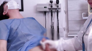 Arab female doctor CFNM examination of the penis of a young patient 