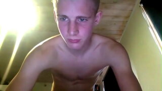 Pretty Blonde Boy Strips Naked And Masturbates 